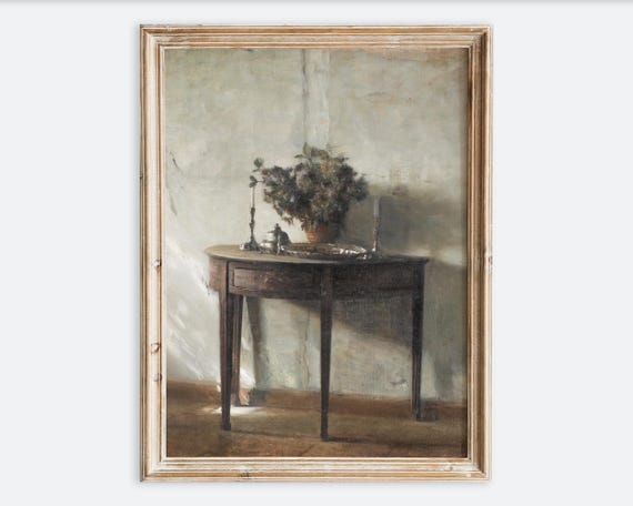 Rustic Vintage European Country Home Interior Table Decor Oil Painting Wall Art Print Neutral Muted Poster Antique Moody Farmhouse Vp233