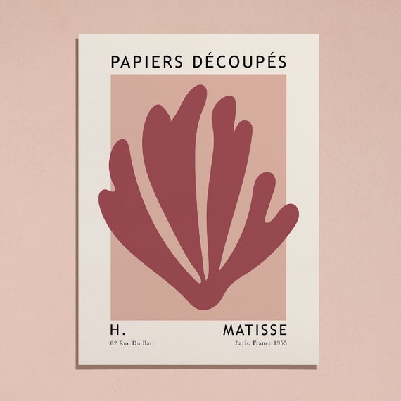 Henri Matisse Cut Outs Vintage Abstract Wall Art Print Colorful Poster Berggruen Cie Papiers Decoupes Maroon Botanical M160
