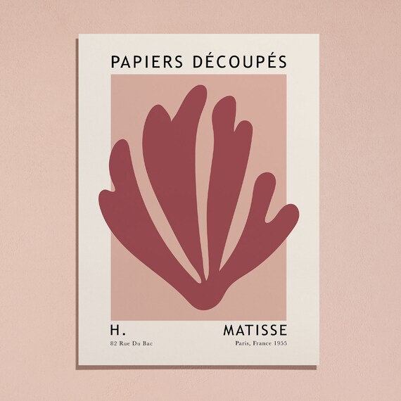 Henri Matisse Papiers Découpés Maroon Botanical Abstract Poster
