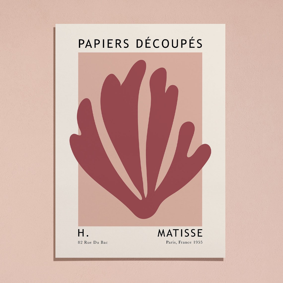 Henri Matisse Papiers Découpés Maroon Botanical Abstract Poster