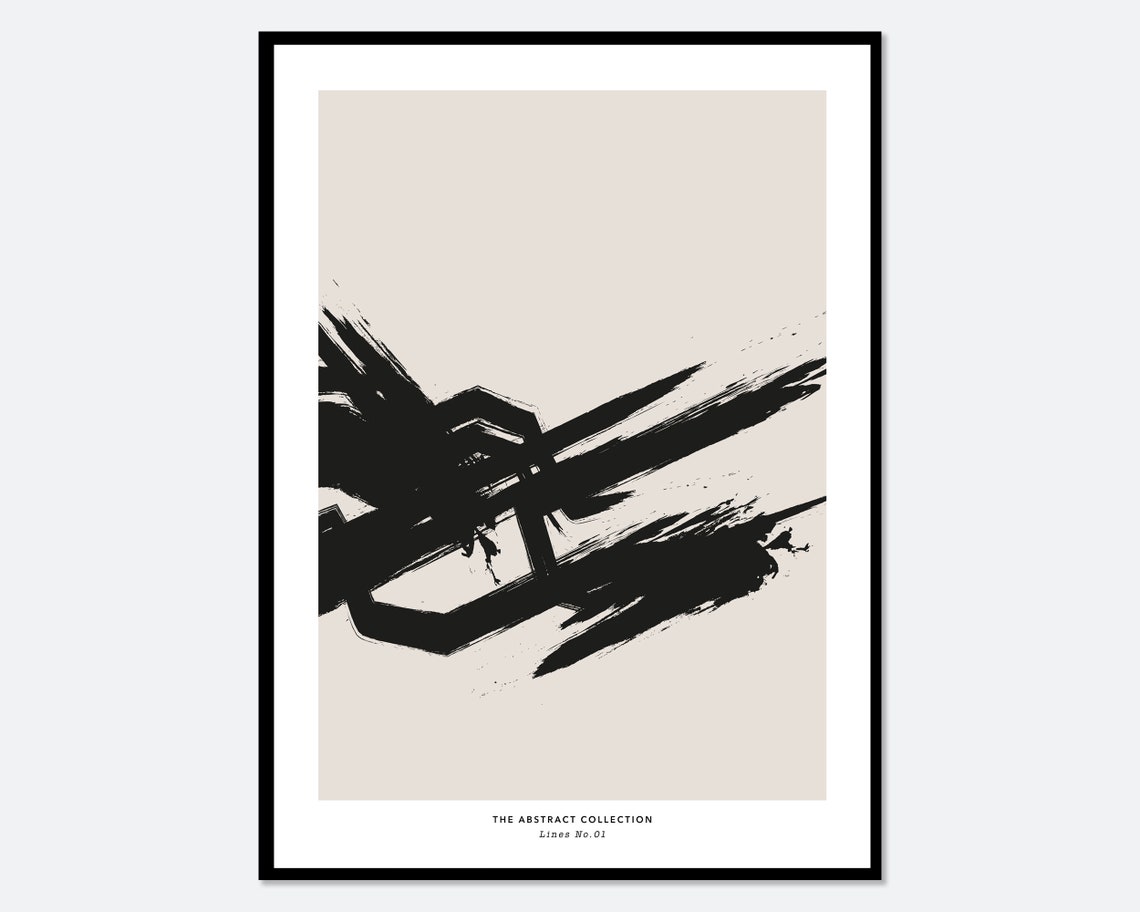 Bold Black Brushstroke Lines No.01 Abstract Minimalist Poster