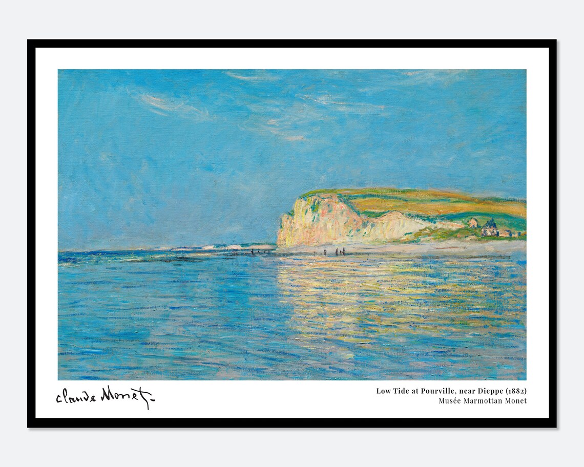 Monet Low Tide at Pourville Near Dieppe, Vintage Poster