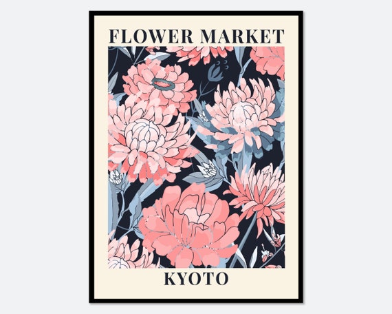 Flower Market Kyoto Botanical Art Print, Spring Floral