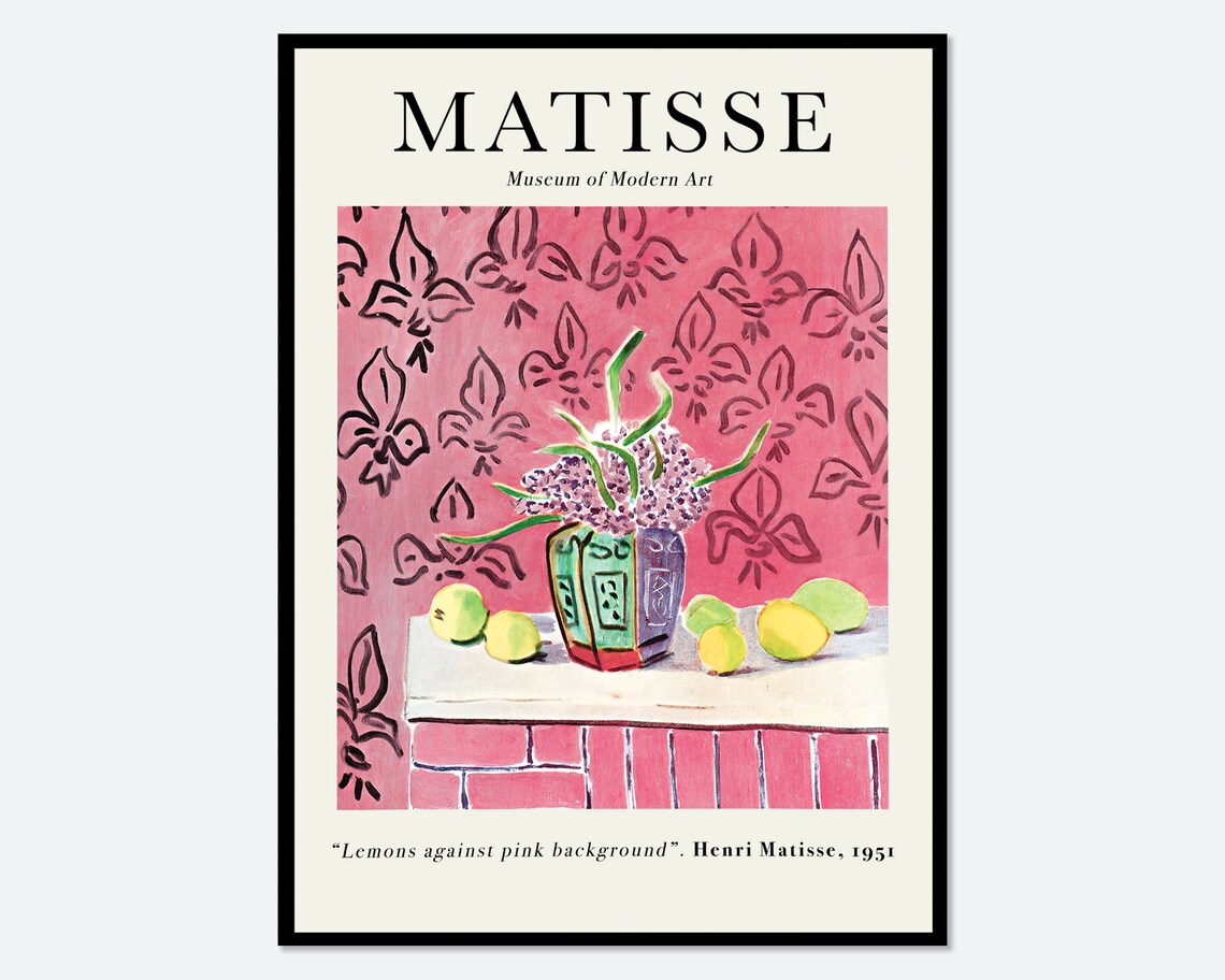 Matisse Lemons Against Pink Background Poster Print
