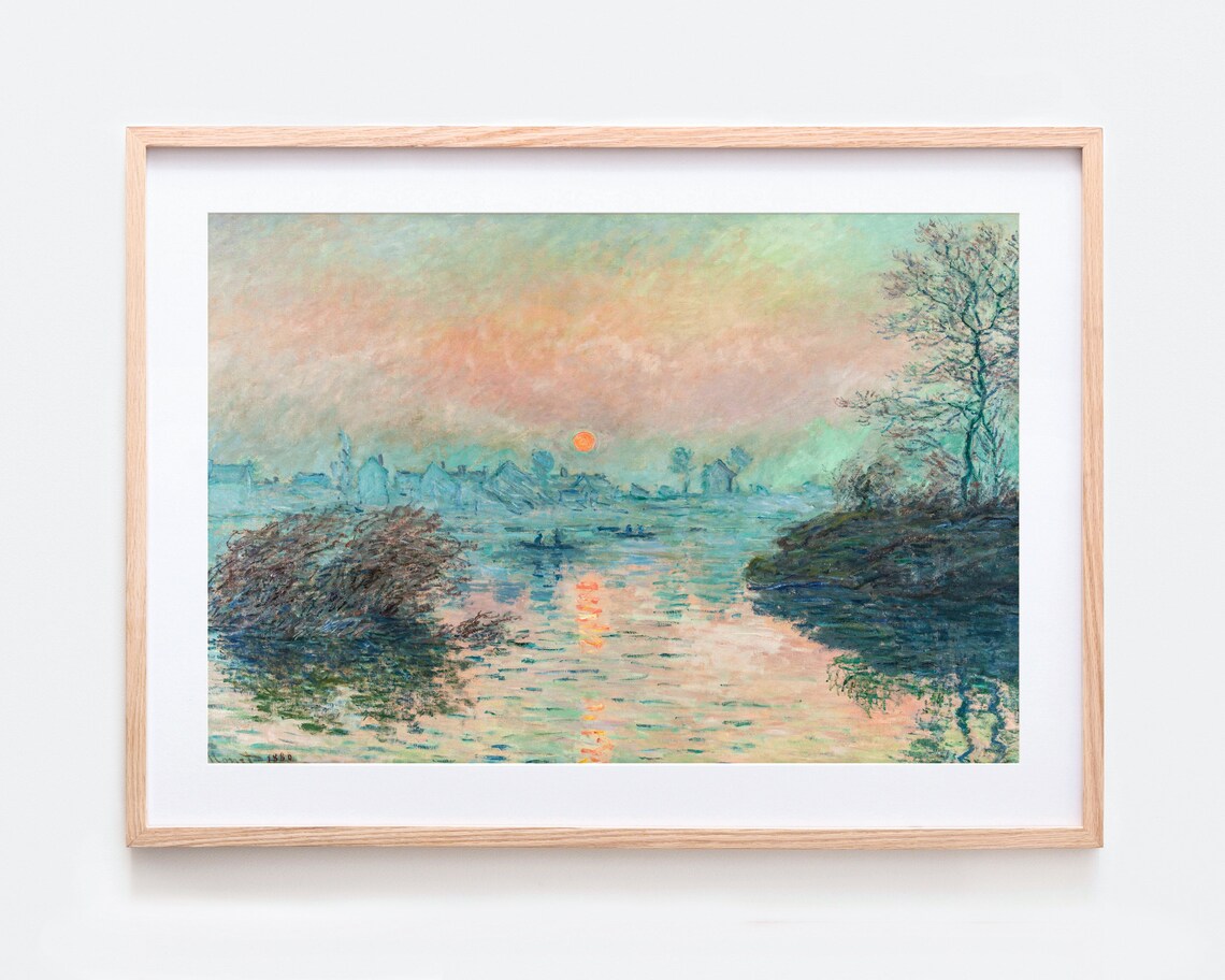 Monet Sunset On The Seine At Lavacourt, Vintage Art Print