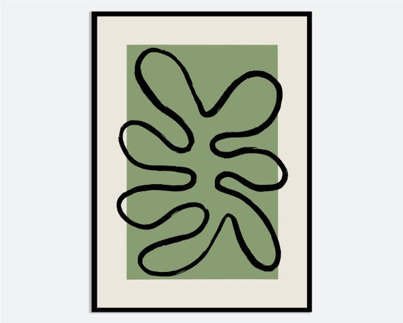 Henri Matisse Inspired Cut Outs Vintage Style Poster Wall Art Print Colorful Abstract Fauvism Green Botanical Shapes Papiers Decoupes Ab34