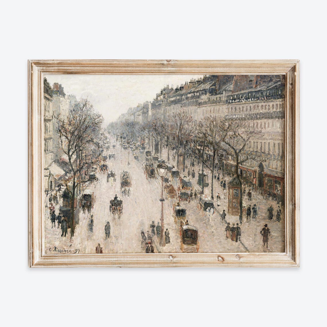 Rustic Vintage French Paris Street Scene Oil Painting Wall Art Print Neutral Muted Landscape Poster Antique Moody Farmhouse Decor Vp224