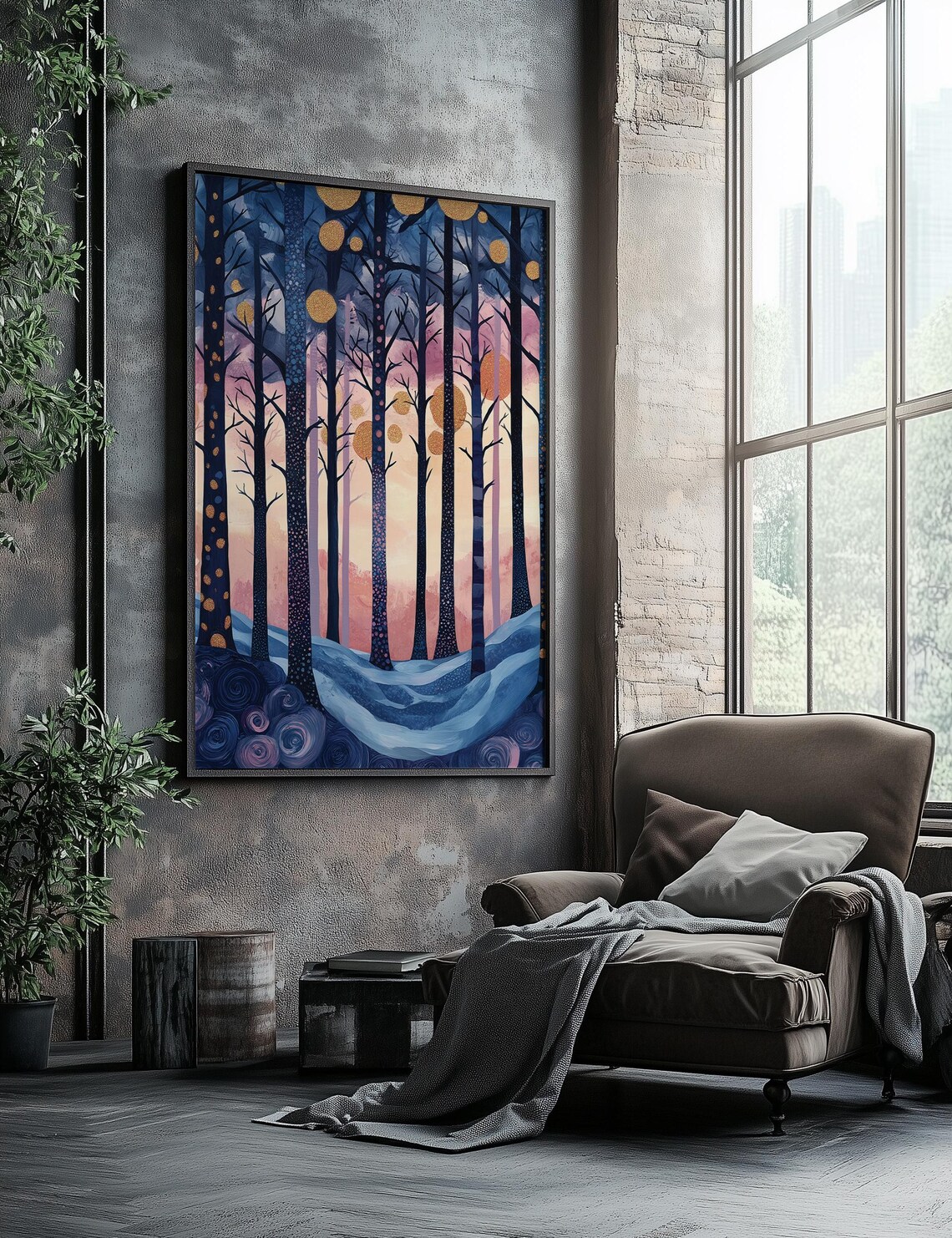 Yayoi Kusama Inspired Moonlit Forest, Japanese Landscape - Image 4