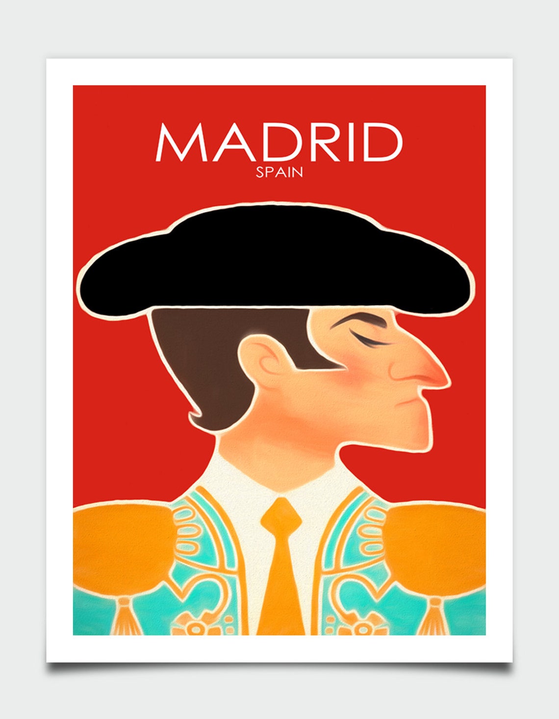 Madrid Spain Matador Portrait Bold Red Retro Travel Poster Art - Image 2