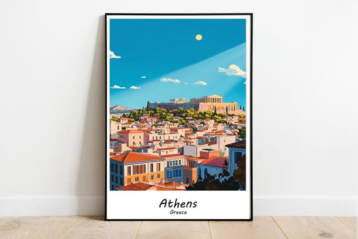 Athens Greece Acropolis Ancient Citadel City View Travel Poster - Image 2