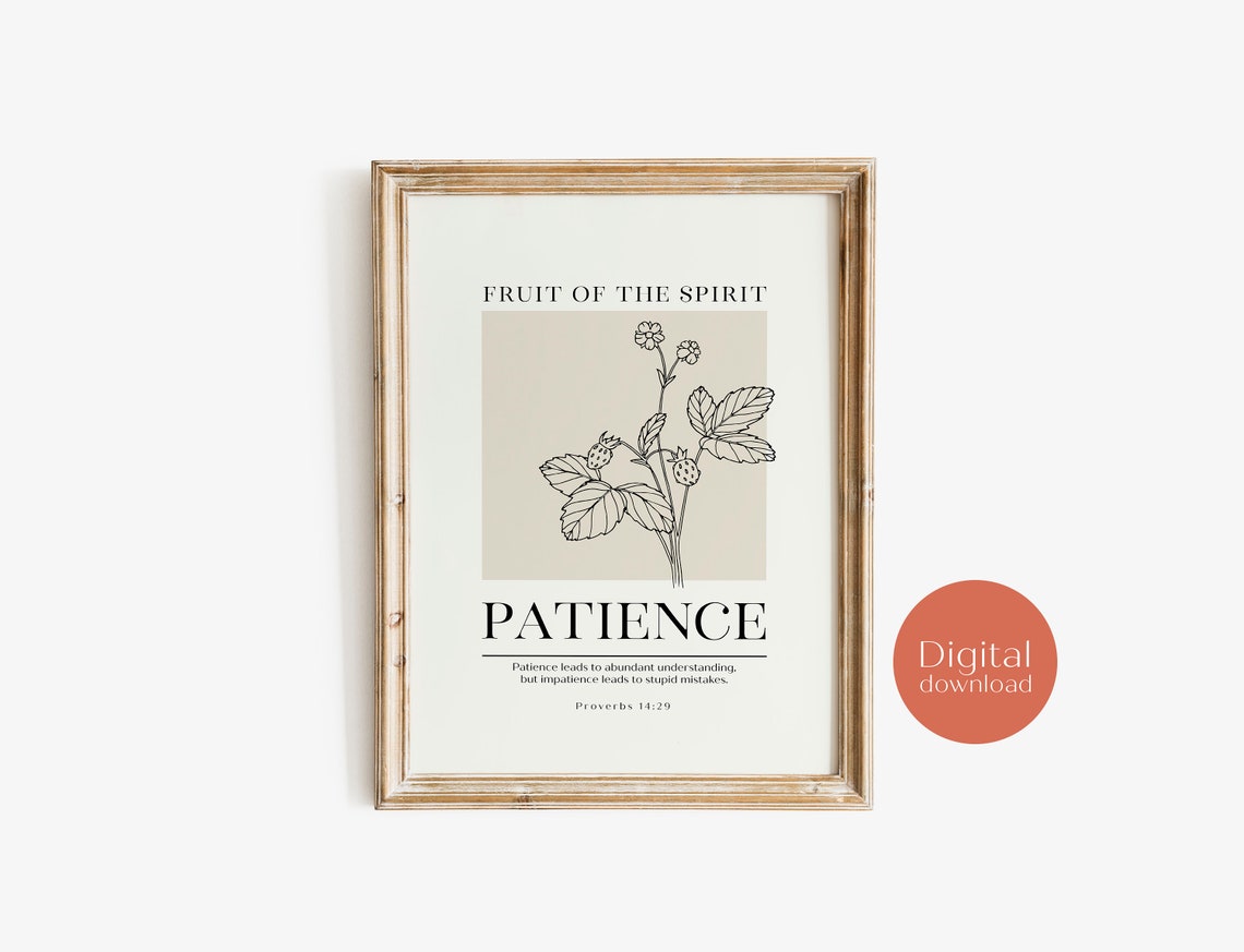 Fruit of the Spirit Patience Proverbs 14:29 Scripture Poster - Image 3