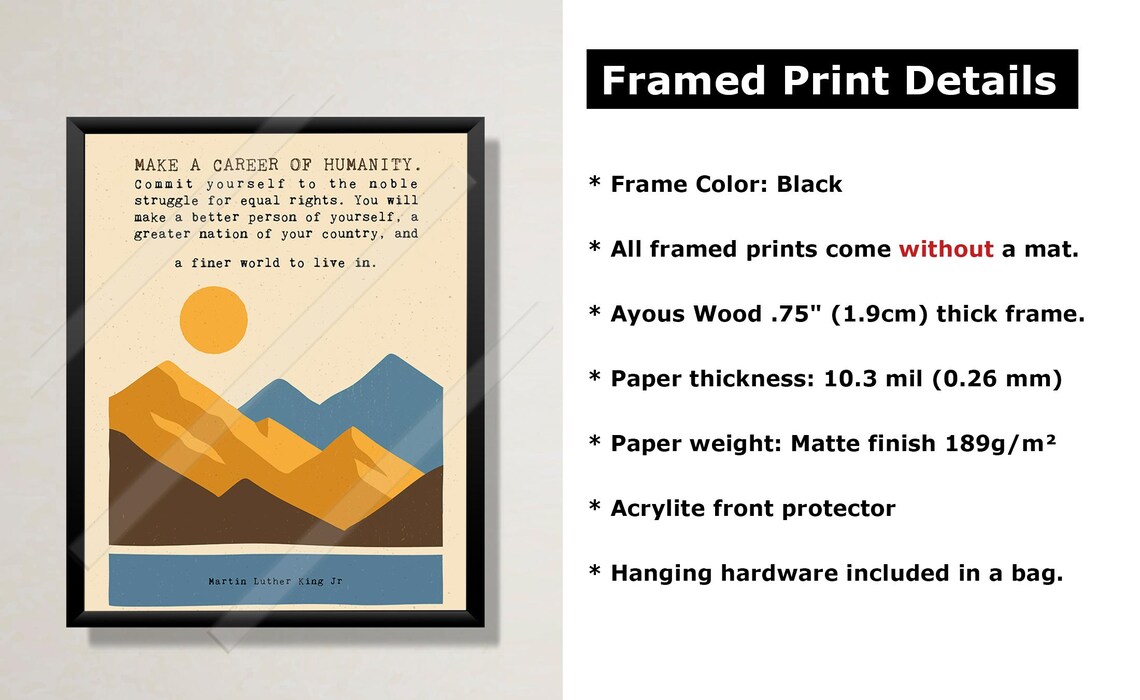 Martin Luther King Jr Make A Career Of Humanity Quote Print Mountain Sunset Art - Image 2