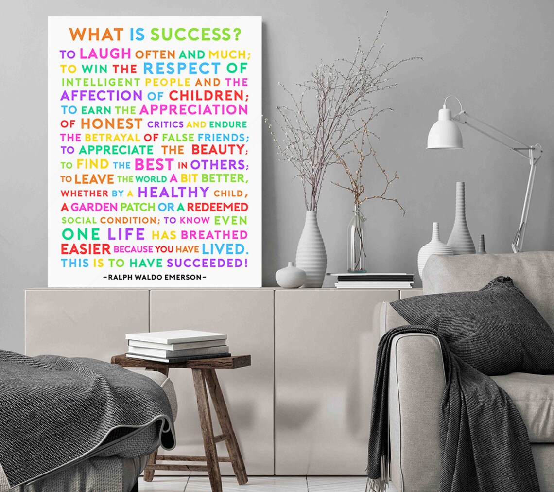 Ralph Waldo Emerson What Is Success Rainbow Letter Typography Poster - Image 3