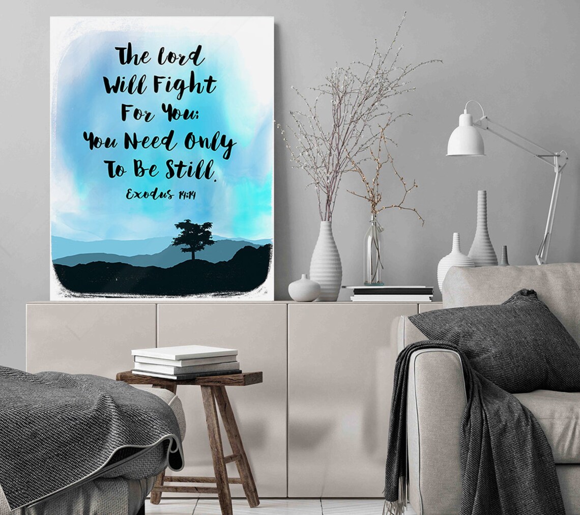 Exodus 14:14 Bible Verse Christian Decor Art Print - Image 3