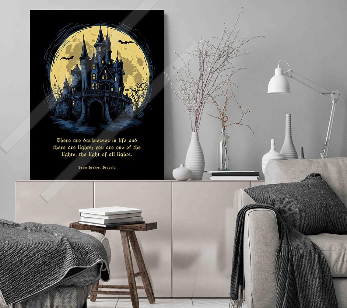 Bram Stoker Dracula There Are Darknesses Gothic Castle Quote Poster - Image 3