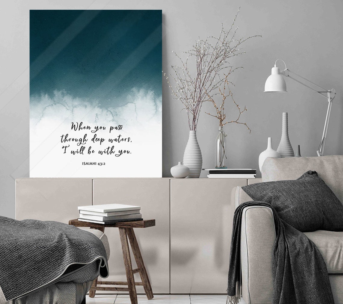 Isaiah 432 Deep Waters Bible Verse Wall Art Wall Baptism Gift Christian Wall Decor Scripture Wall Art - Image 3