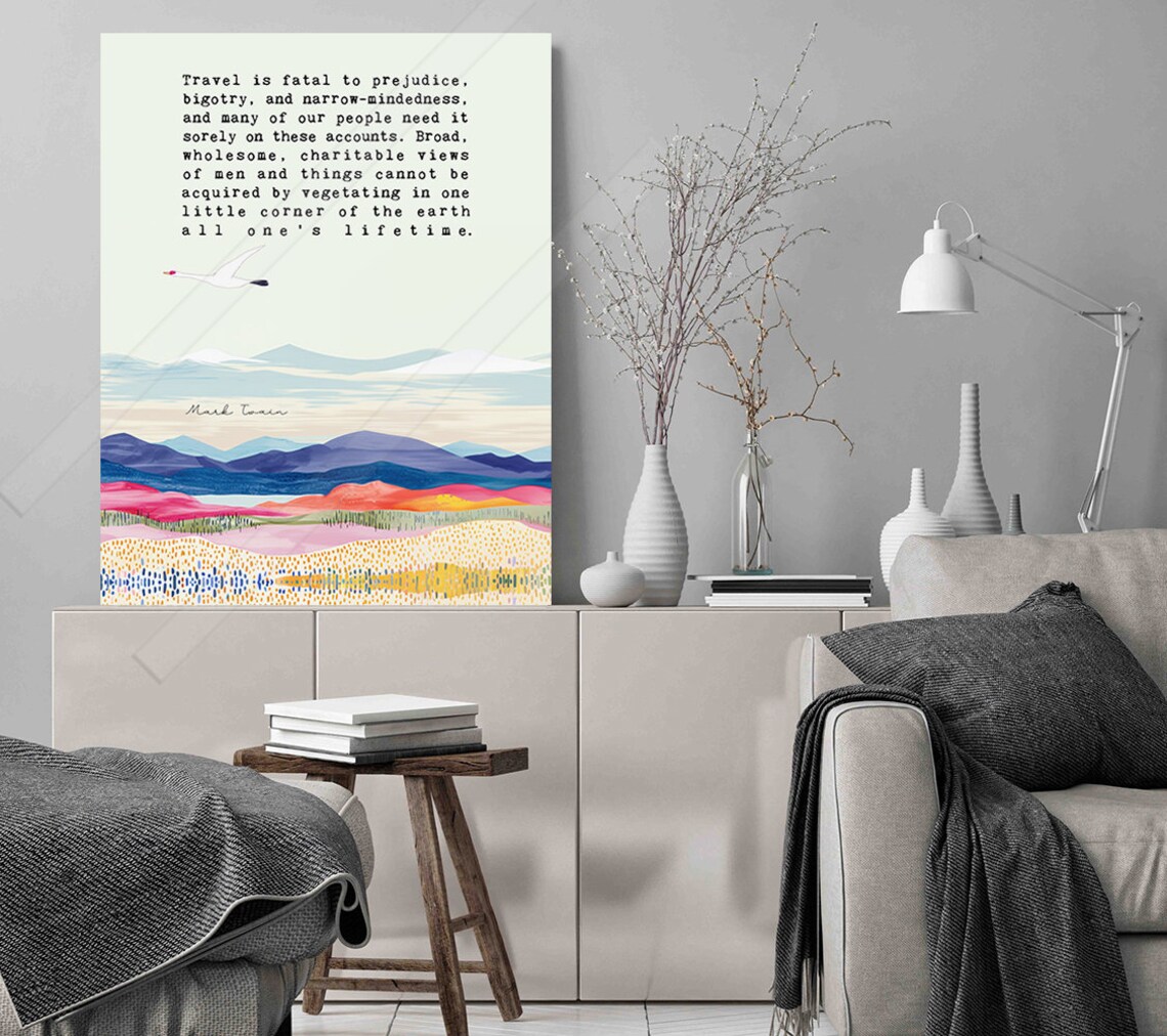 Mark Twain-Inspired Travel Quote Art Print for Office - Image 3