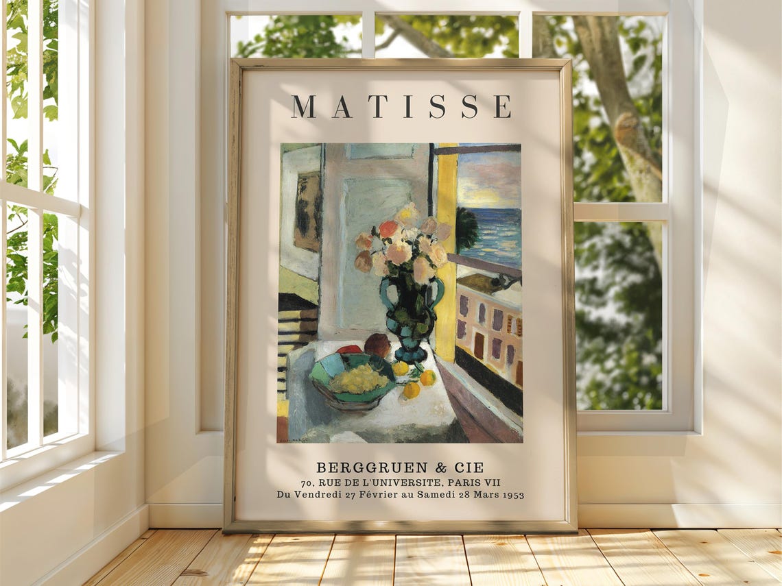 Henri Matisse Still Life Flowers Fruit Window 1953 Exhibition Poster