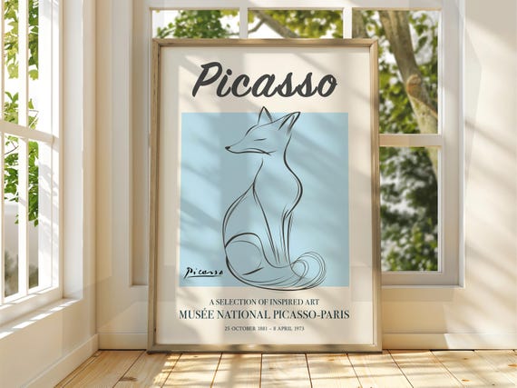Pablo Picasso Art Exhibition Print Line Classic Poster Gallery Home Decor Fox