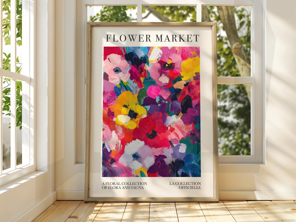 Flower Market Floral Poster, Botanical Garden Print