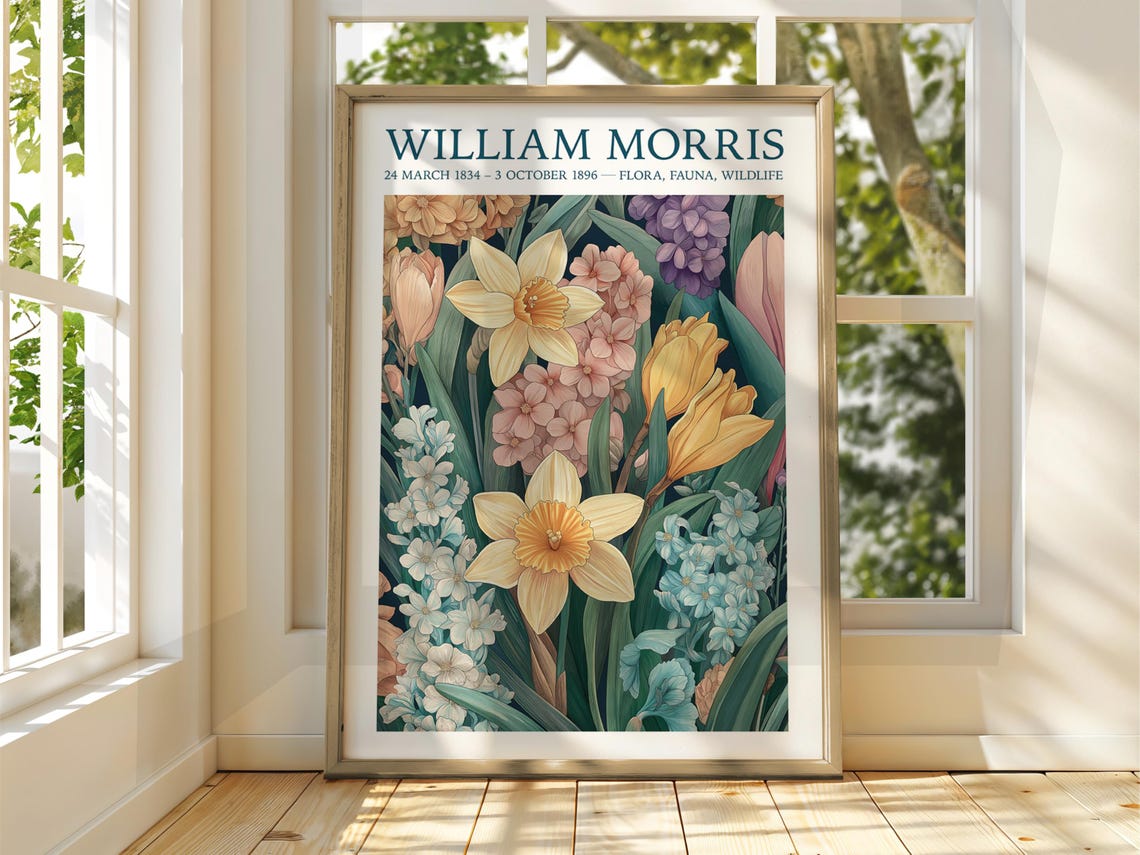 William Morris Daffodil Hyacinth Tulip Floral Botanical Poster