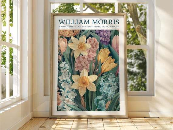 William Morris Daffodil Hyacinth Tulip Floral Botanical Poster
