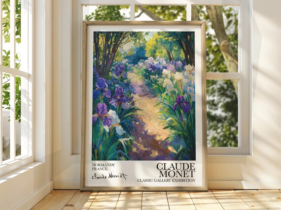 Claude Monet Irises Garden Blooms Normandy Exhibition Art Poster