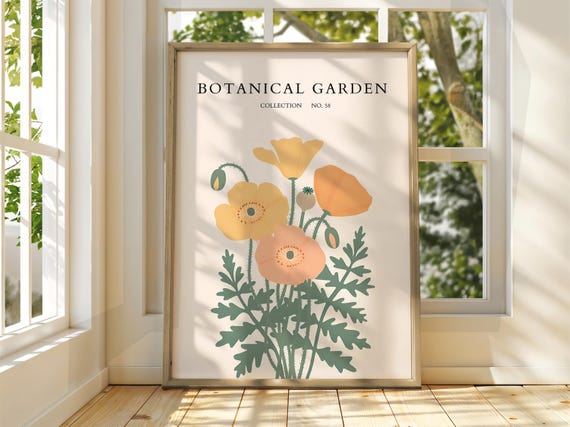 Botanical Garden Poster Exhibition Gallery Print Flower Market Wall Art Floral Pastel Flowers Botanic