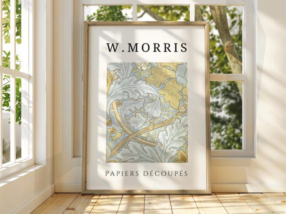 William Morris Style Floral Poster Exhibition Gallery Print Wall Art Trees Stars Moon Flowers