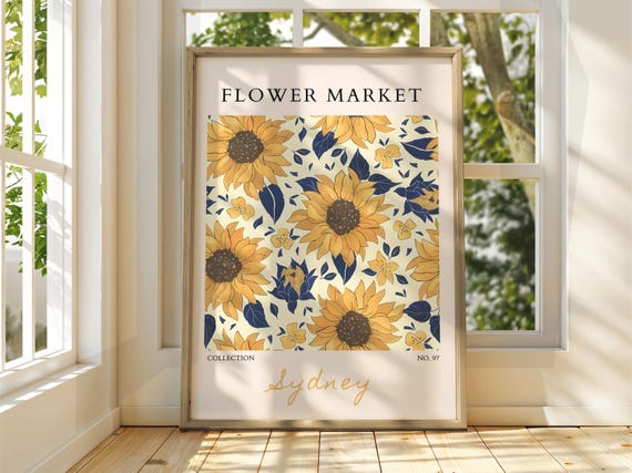 Flower Market Poster Exhibition Gallery Print Wall Art Floral Pastel Garden Flowers Sydney