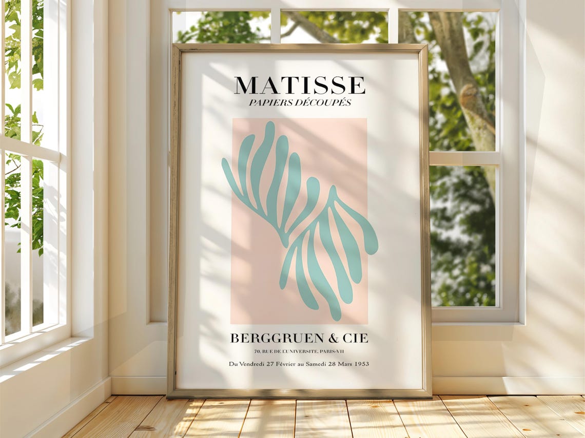 Henri Matisse Teal Leaf Papiers Decoupes Paris 1953 Art Poster