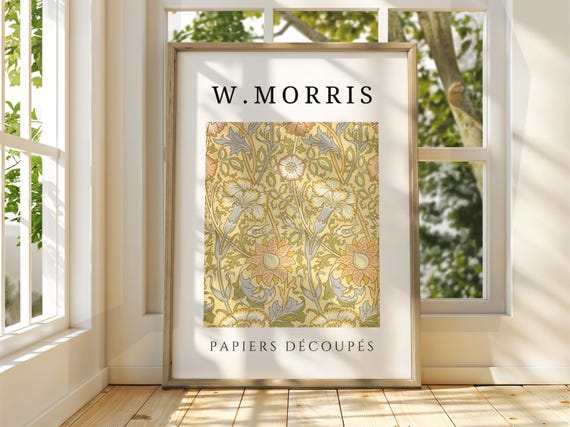William Morris Style Floral Poster Exhibition Gallery Print Wall Art Trees Stars Moon Flowers