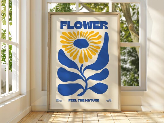 Flower Nature Poster Floral Pattern Gallery Print Market Wall Art Retro Funky Flowers Abstract Botanic
