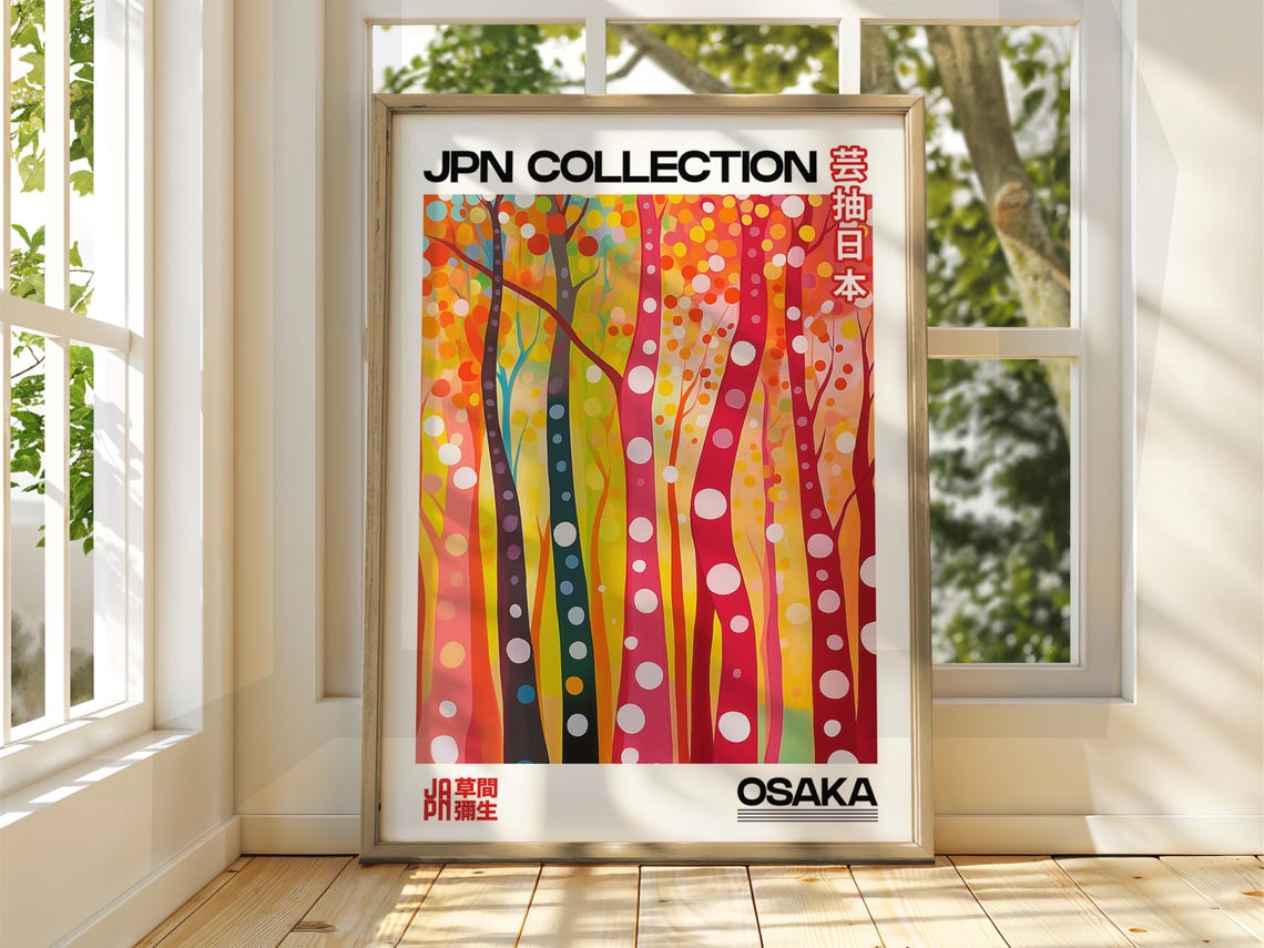 Osaka Japan Collection Colorful Polka Dot Forest Pop Art Poster