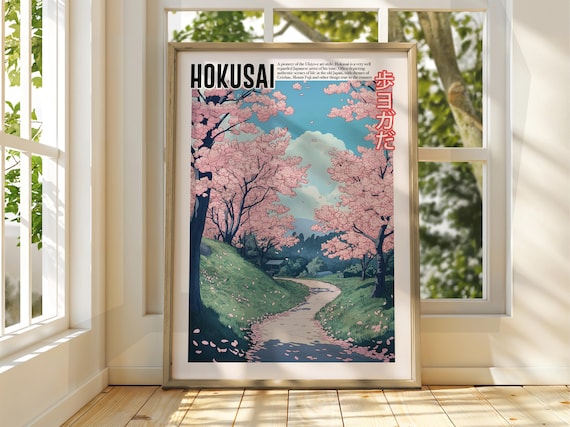 Hokusai Cherry Blossom Lane Sakura Path Japanese Spring Art Poster