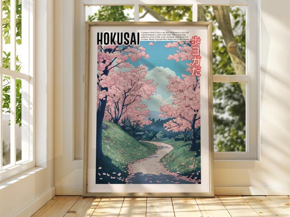 Vintage Japanese Art Ukiyoe Poster Katsushika Hokusai Print Japan Matsumoto Hoji Fuji