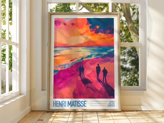 Henri Matisse Style Beach Art Exhibition Print Coastal Classic Sunset Painting