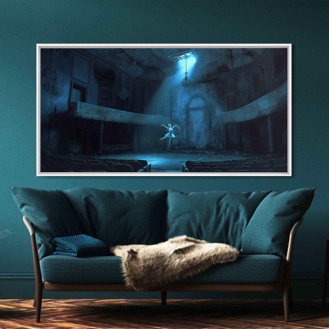 Ghostly Ballerina Dancing In Abandoned Theater Moonbeam Wall Art