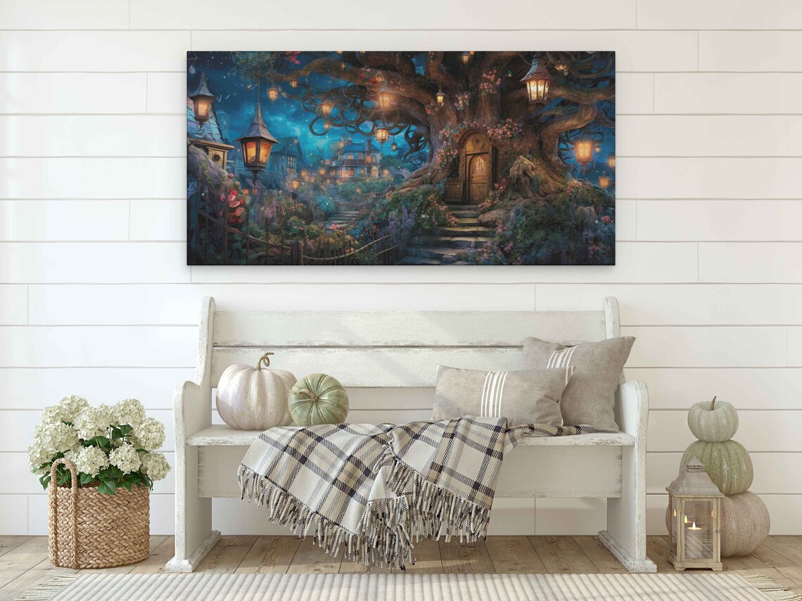 Whimsical Enchanted Treehouse Wall Art Poster - Image 2