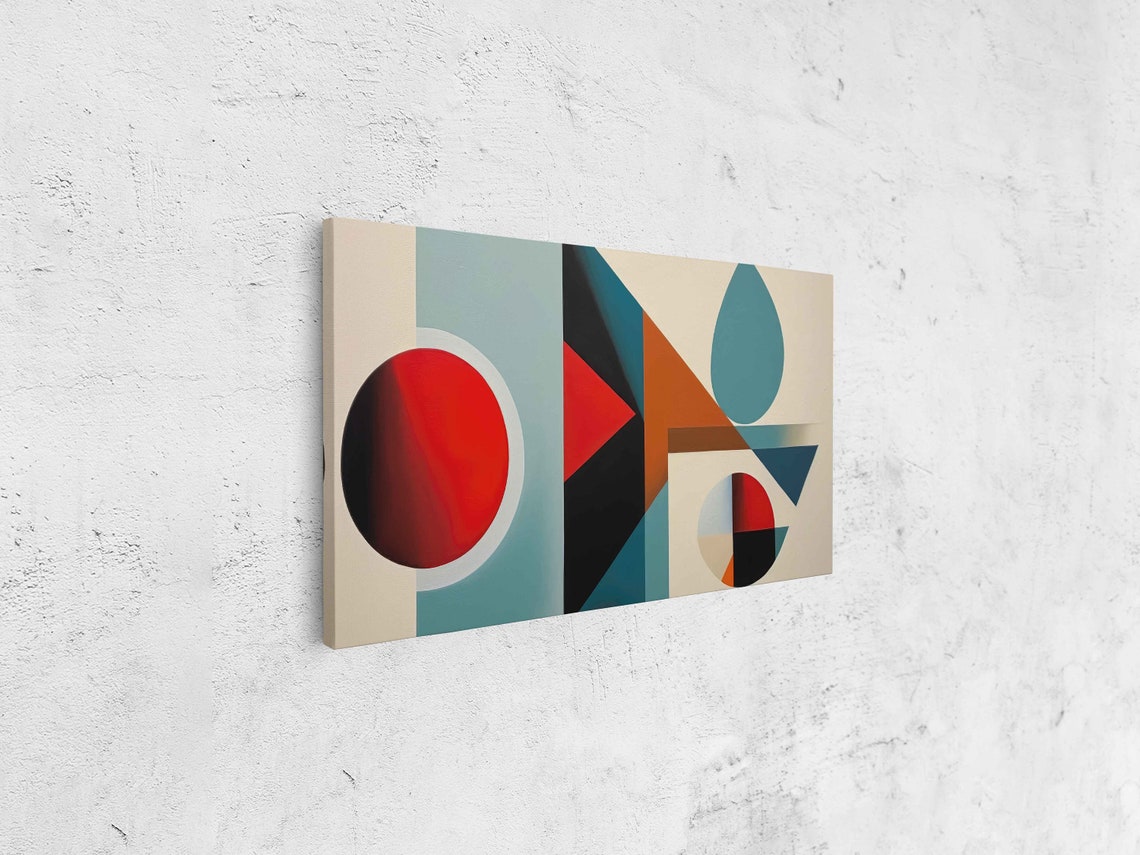 Boho Geometric Abstract Red Circle Triangles Mid Century Art Print - Image 4