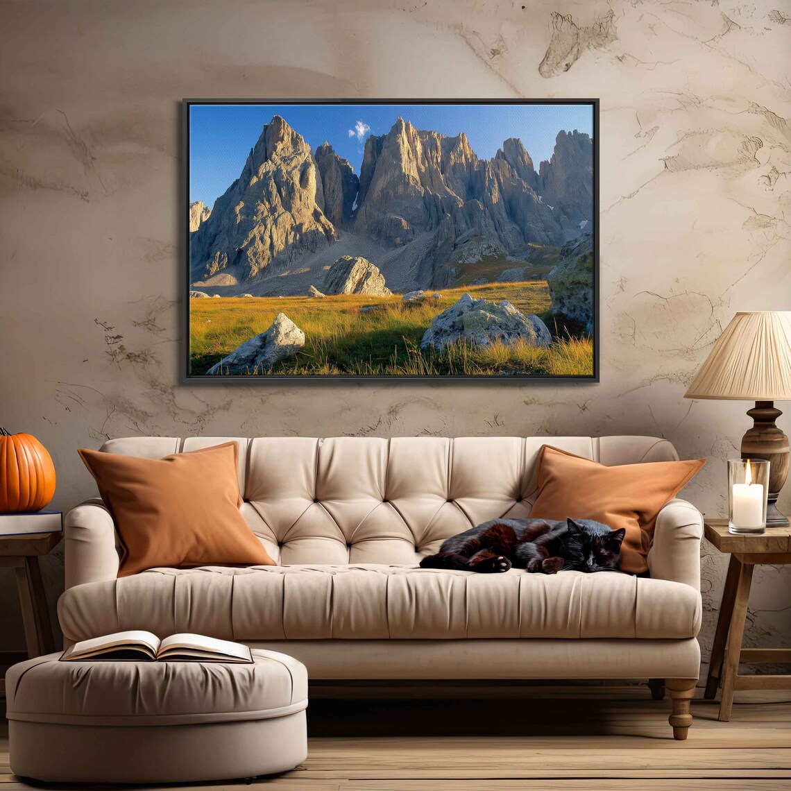 Dolomite Alps At Sunset Breathtaking View Wall Art Print Italian Mountain Range Lush Cliffside Valley Ready To Hang - Image 3