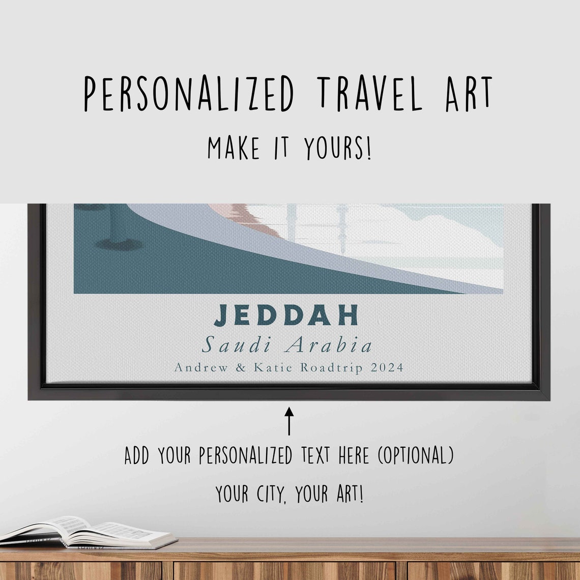 Jeddah Saudi Arabia Corniche Palm Trees Mosque Sunset Travel Poster - Image 4