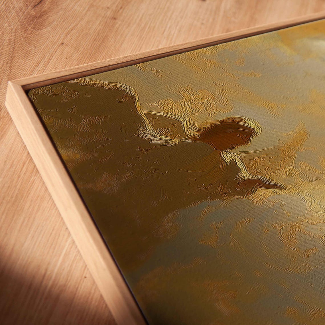 Jesus Ascending Among Angels In Golden Clouds Panoramic Art Poster - Image 2