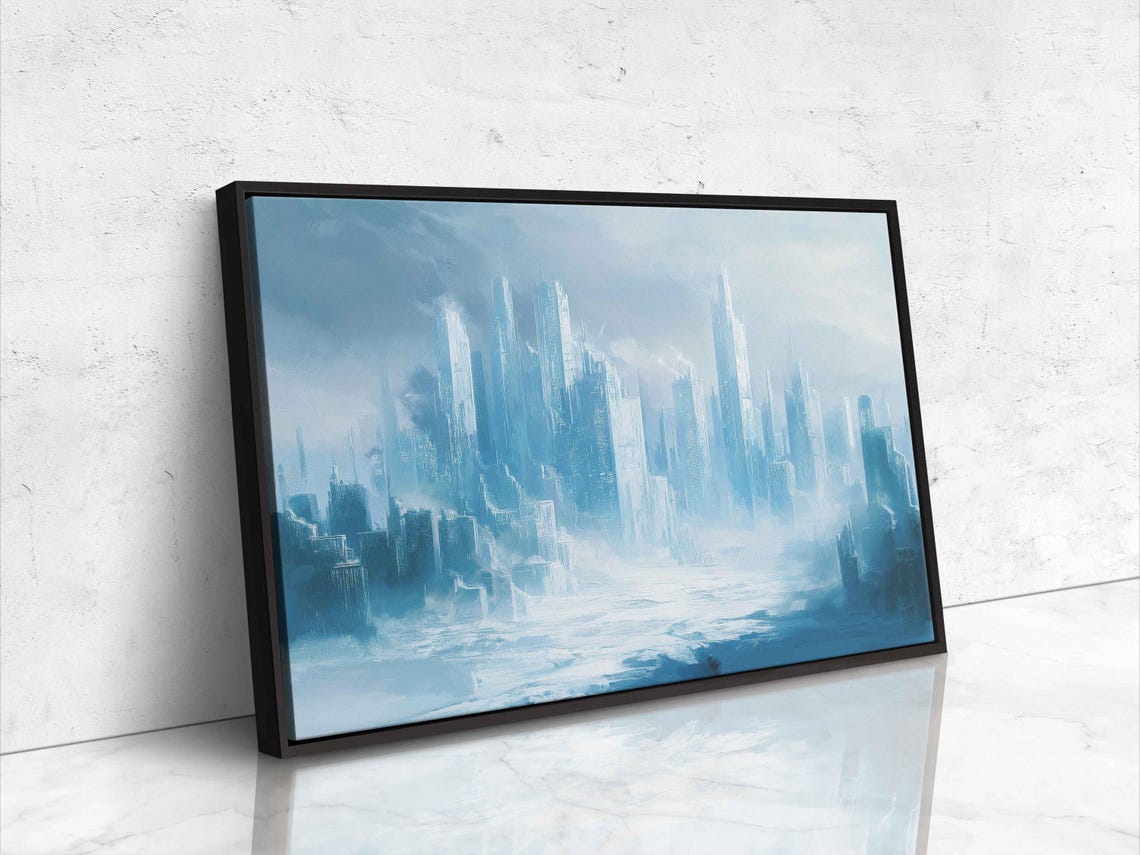 Frozen Cityscape Art Print, Icy Towers - Image 4