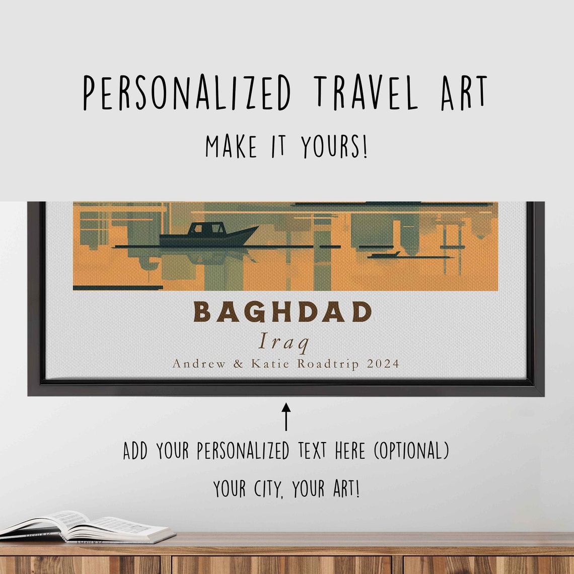 Baghdad Iraq Skyline Night Tower River Reflection Travel Poster - Image 4