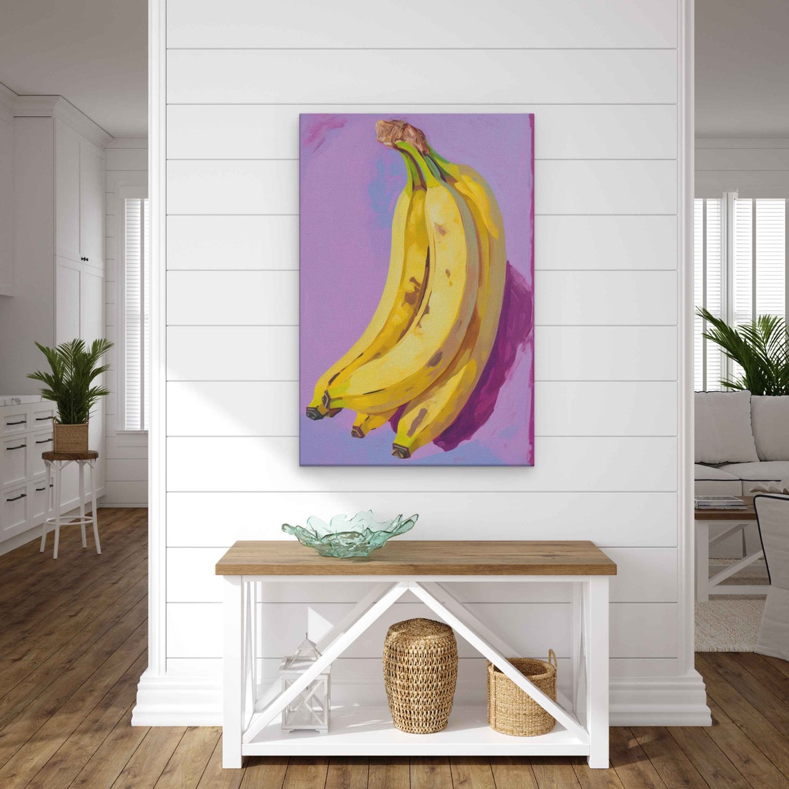 Bananas On Purple Background Gouache Fruit Kitchen Wall Art Poster - Image 3