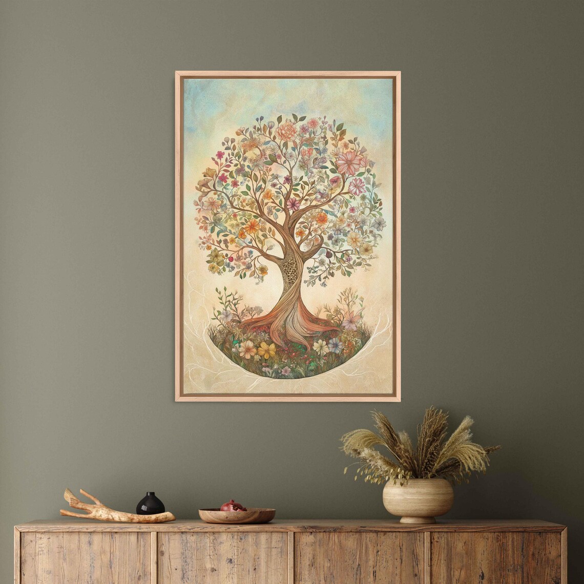 Tree Of Life Wall Art Print Earthy Pastels Vintage Inspired Inviting Ambiance - Image 3