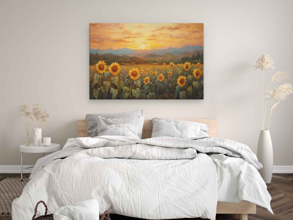 Sunflower Field at Sunset, Impressionist Art Print - Image 3