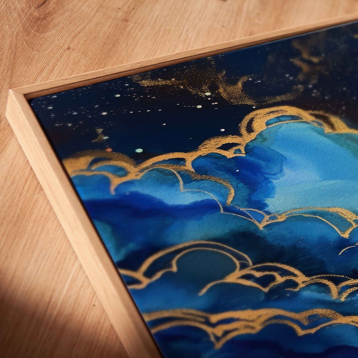 Crescent Moon Night Sky Art Print, Colorful Clouds - Image 2