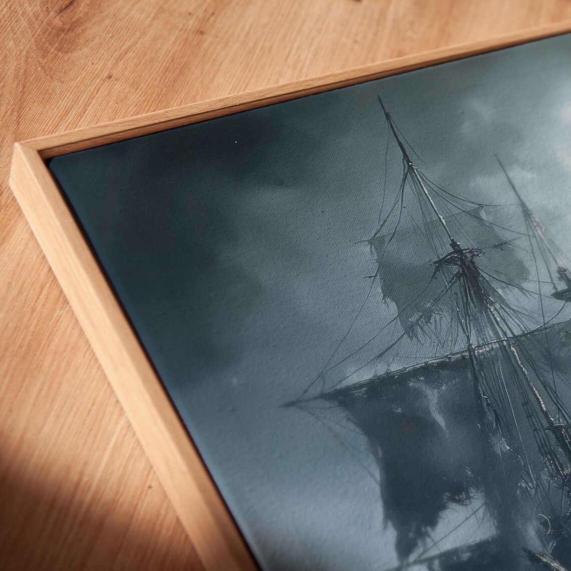 Haunted Ghost Pirate Ship, Moonlit Sea Poster Print - Image 2